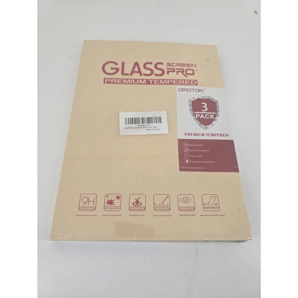 OMOTON 3 Pack iPad Tempered Glass Screen Protector Set – New Sealed
